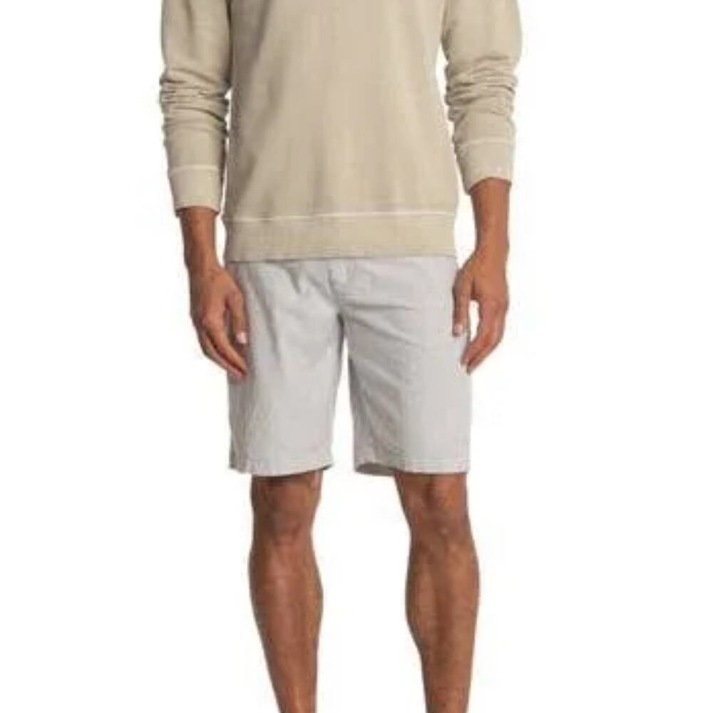 Union Chino Shorts Button Closure Zip Fly Striped Seersucker Gray/White 34R NWT